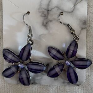 PURPLE FLOWER DANGLE EARRINGS